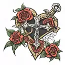 crucifix heart anchor tattoo design idea