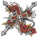 crucifix heart anchor tattoo design idea