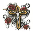 crucifix heart anchor tattoo design idea