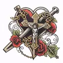 crucifix heart anchor tattoo design idea