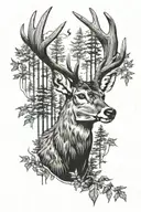 whitetail deer made up of forest  tattoo design idea