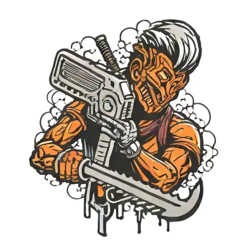 chainsaw man stencil  tattoo design idea