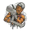 chainsaw man stencil  tattoo design idea