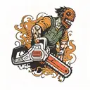 chainsaw man stencil  tattoo design idea