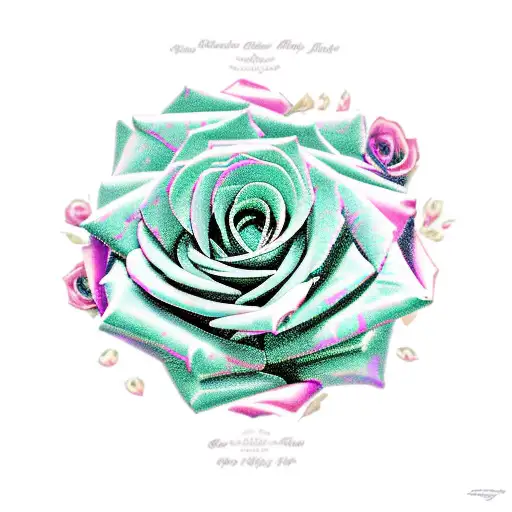 pink and purple roses and succultwith the name Ashley going through the middle of design horizontally in handwritten cur tattoo design idea