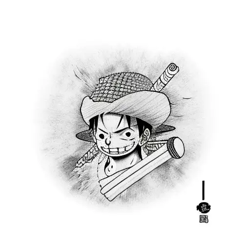 luffy with his straw hat tattoo design idea