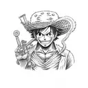 luffy with his straw hat tattoo design idea