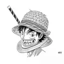 luffy with his straw hat tattoo design idea