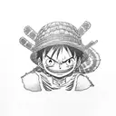 luffy with his straw hat tattoo design idea
