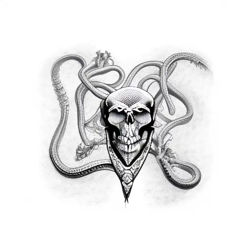 Snake skeleton tattoo design idea