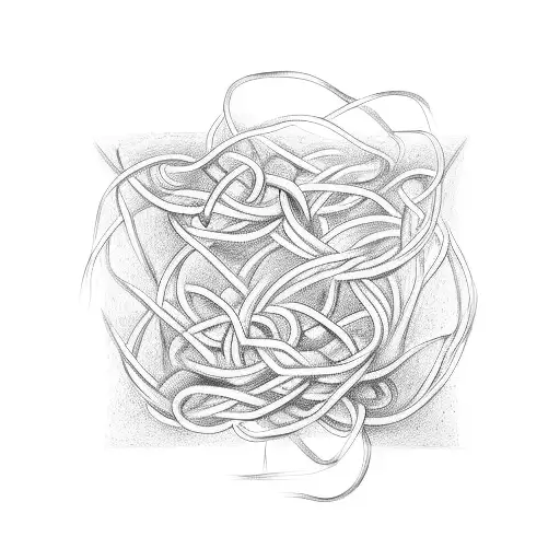 A tangled knot made of intertwined computer wires tattoo design idea