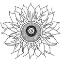 SUNFLOWER COVERED CAT PLAYING WITH ORANGE  tattoo design idea