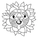 SUNFLOWER COVERED CAT PLAYING WITH ORANGE  tattoo design idea