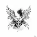 eagle skull head with open wings tattoo design idea