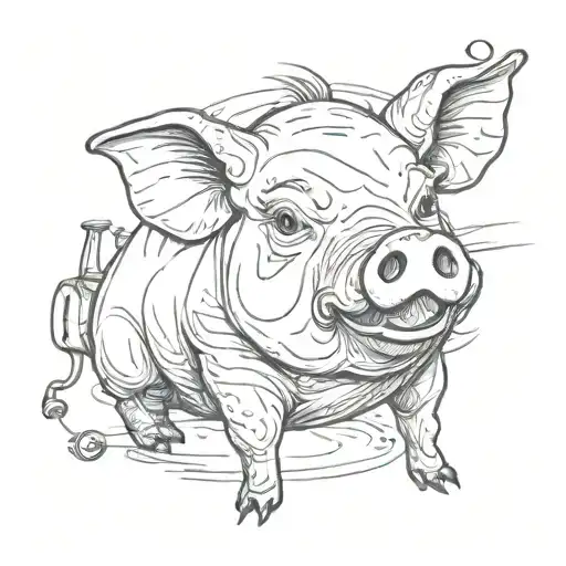 Drunk pig tattoo design idea