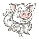 Drinking cartoon pig tattoo design idea
