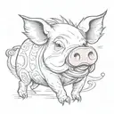 Drunk pig tattoo design idea