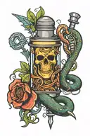 Poison Vial with Dagger and Snake tattoo design idea