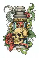 Poison Vial with Dagger and Snake tattoo design idea