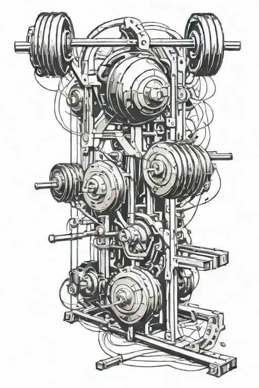 gym equipment hidden tattoo design idea