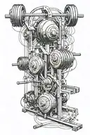 gym equipment hidden tattoo design idea