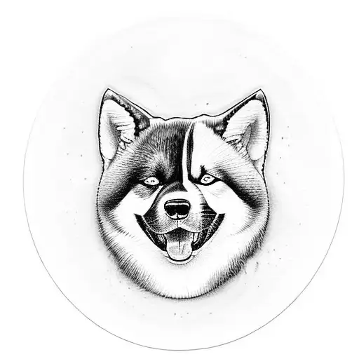 Design a tattoo showcasing your Akita playing a sport you love tattoo design idea
