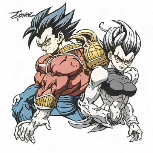 Prince Vegeta and his daughter tattoo design idea