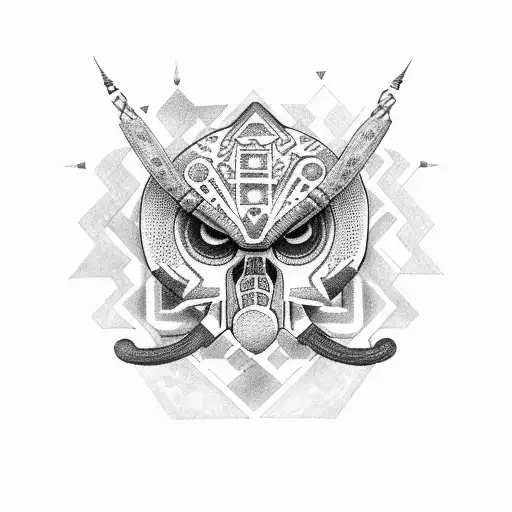 Tlaloc with heart tattoo design idea