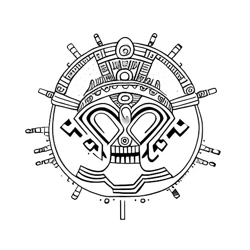 Tlaloc with heart tattoo design idea