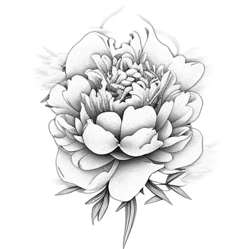 peony flower with vertebrae tattoo design idea