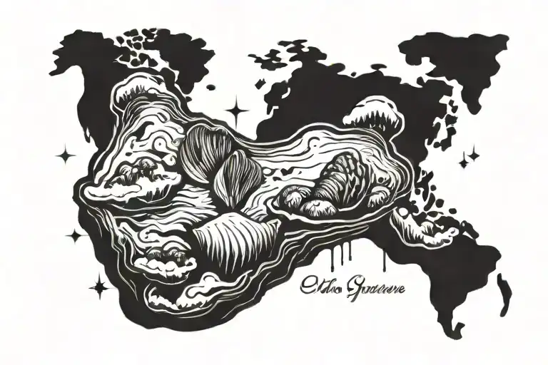 The world is your oyster in writing tattoo design idea