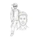 two men taking a selfie stick figure tattoo design idea