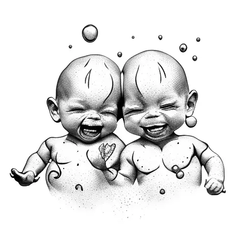 two kewpie dolls, one laughing and one crying tattoo design idea