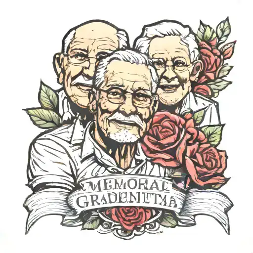 memorial grandparents tattoo design idea
