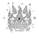 A dotwork tattoo featuring the iconic Studio Ghibli characters surrounded by elements from the anime world tattoo design idea