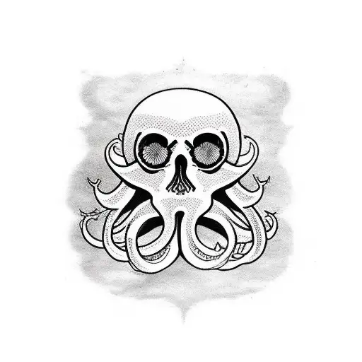 Squid with a skull instead of a head. tattoo design idea