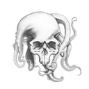 Squid with a skull instead of a head. tattoo design idea