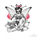 pinup evil butterfly with guns tattoo design idea