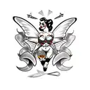 pinup evil butterfly with guns tattoo design idea