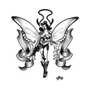 pinup evil butterfly with guns tattoo design idea