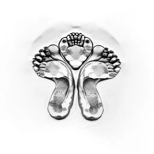 footprints handprints flowers  tattoo design idea