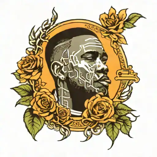 A tattoo design featuring  Frank Ocean,  album covers intertwined in a unique way tattoo design idea