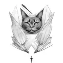 black cat with bat wings tattoo design idea