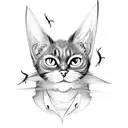 black cat with bat wings tattoo design idea