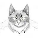 black cat with bat wings tattoo design idea