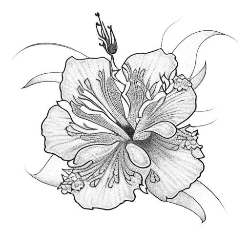 create a realistic tattoo in color of a mix of flowers. the flower species are Ixora, Hibiscus, bougainvillea and flambo tattoo design idea