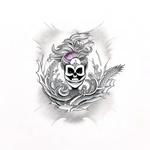 a mermaid skeleton tattoo design idea