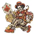 feminine circus clown looks like a joker card tattoo design idea