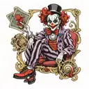 feminine circus clown looks like a joker card tattoo design idea