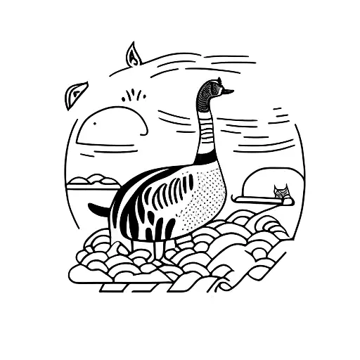 goose with cat tattoo design idea